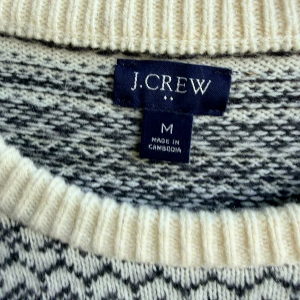 J. Crew Long Sleeve Crew Neck Fair Isle Lamb Wool Blend Sweater Men's Size M